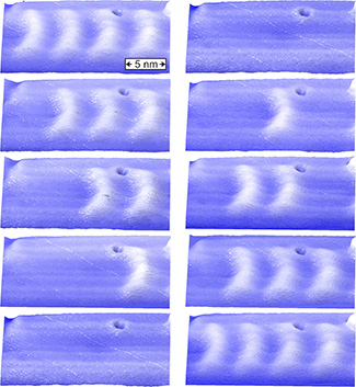 Abb. 2: Löschen (links) und Schreiben (rechts) einzelner nanoskaliger Skyrmionen